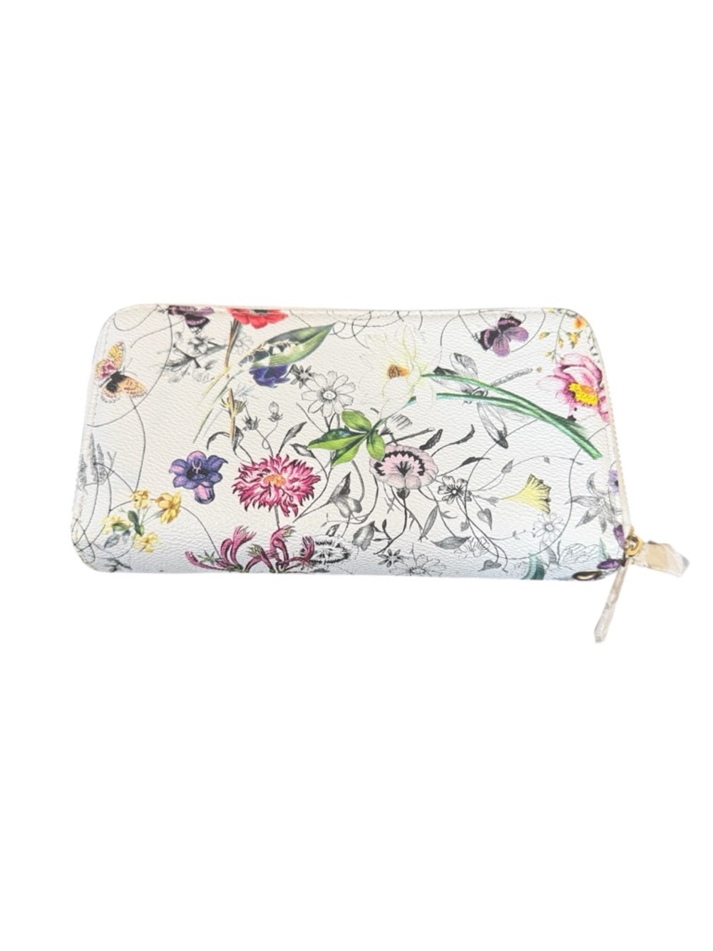 NWOT Floral Print Zip-Around Wallet - White - Picture 2 of 3